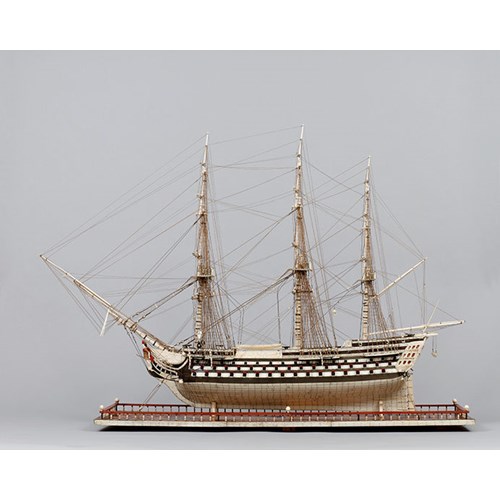 A Superb Large French Napoleonic Prisoner of War Work Model of H.M.S ‘Temeraire’